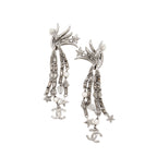 Chanel Crystal Faux Pearl CC Star Drop Clip On Earrings
