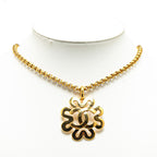 Chanel Gold Plated CC Flower Pendant Necklace