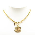 Chanel Gold Plated CC Quilted Pendant Necklace