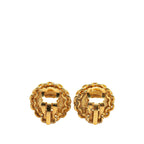 Chanel Gold Plated CC Round Clip On Earrings