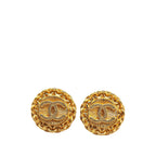 Chanel Gold Plated CC Round Clip On Earrings