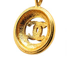 Chanel Gold Plated CC Round Pendant Necklace