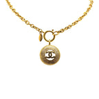 Chanel Gold Plated CC Round Pendant Necklace