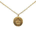 Chanel Gold Plated CC Round Pendant Necklace