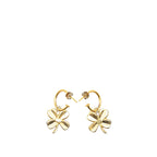 Chanel Gold Plated Clover Hoop Push Back Earrings
