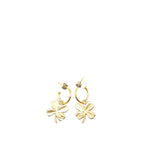 Chanel Gold Plated Clover Hoop Push Back Earrings