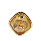 Chanel Gold Plated Quilted Diamond Crystal Clip On Earrings
