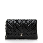 Chanel Patent Leather Flap Clutch on Chain (SHF-9c9WQx)