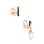 Chanel Pearl Logo Climber Earrings