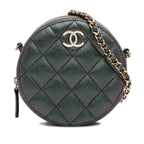 Chanel Quilted Iridescent Caviar Round Clutch With Chain (SHG-5vHUZc)