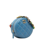 Chanel Quilted Lambskin Ribbon Round Clutch With Chain (SHG-fknQGN)