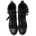 Chanel Quilted Suede CC Leather Cap Toe Combat Boots - Size 9 / 39