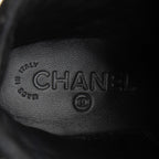Chanel Quilted Suede CC Leather Cap Toe Combat Boots - Size 9 / 39
