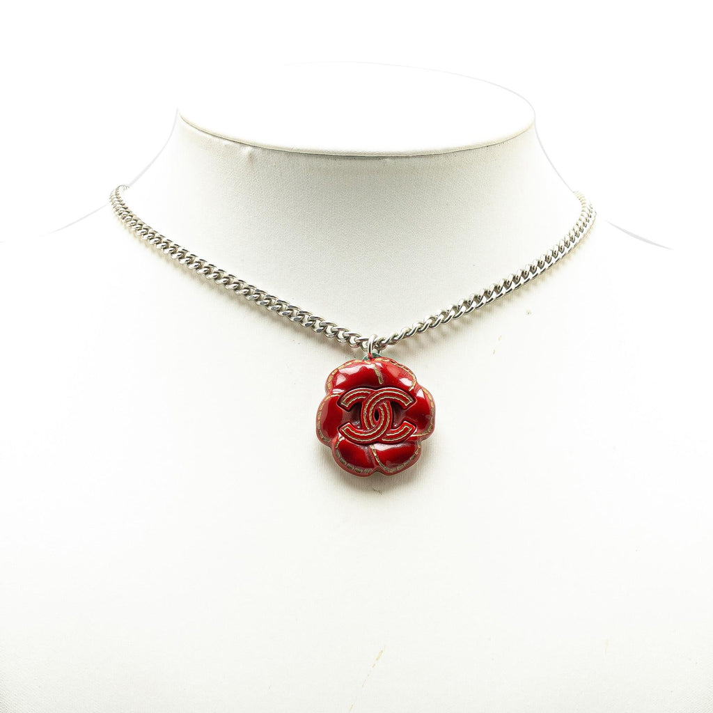 Chanel Resin CC Camellia Charm Necklace