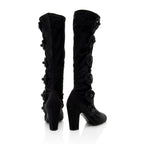Chanel Satin Camellia Sock Boot - Size 7 / 37 (SHF-17935)