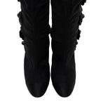 Chanel Satin Camellia Sock Boot - Size 7 / 37 (SHF-17935)