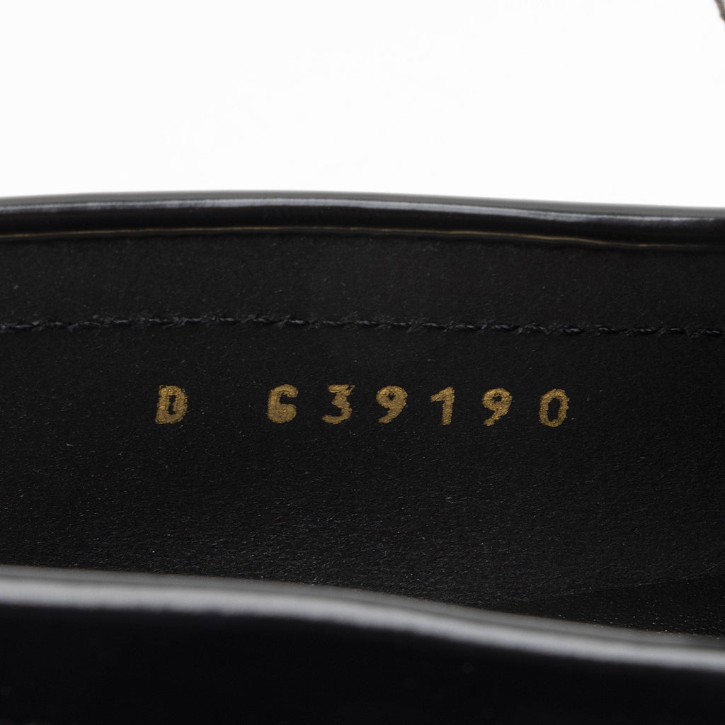 Chanel Shiny Calfskin Logo Loafers - Size 8 / 38
