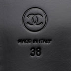 Chanel Shiny Calfskin Logo Loafers - Size 8 / 38