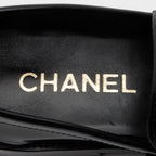 Chanel Shiny Calfskin Logo Loafers - Size 8 / 38