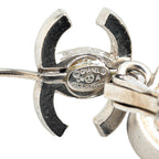 Chanel Silver CC Crystal Heart Drop Lever Back Earrings