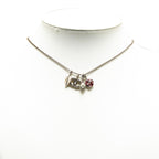 Chanel Silver Plated CC Camellia Charms Necklace