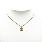Chanel Silver Plated CC Rhinestones Pendant Necklace