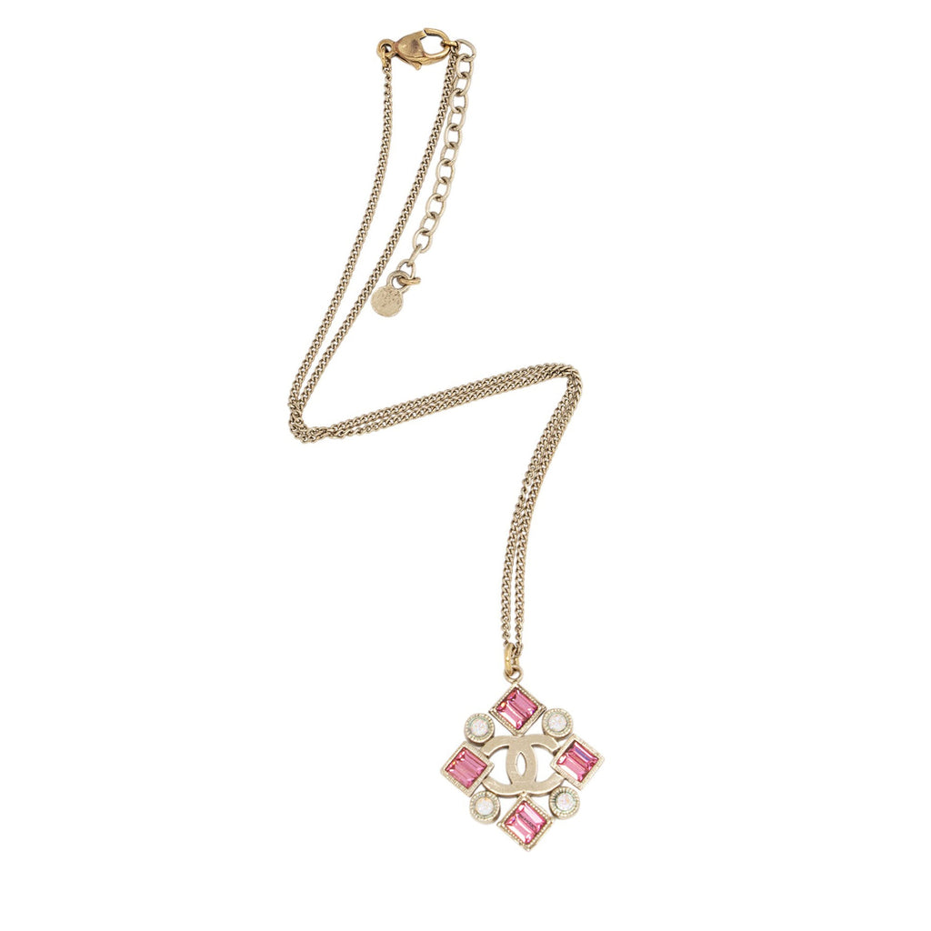 Chanel Vintage Crystal CC Geometric Necklace