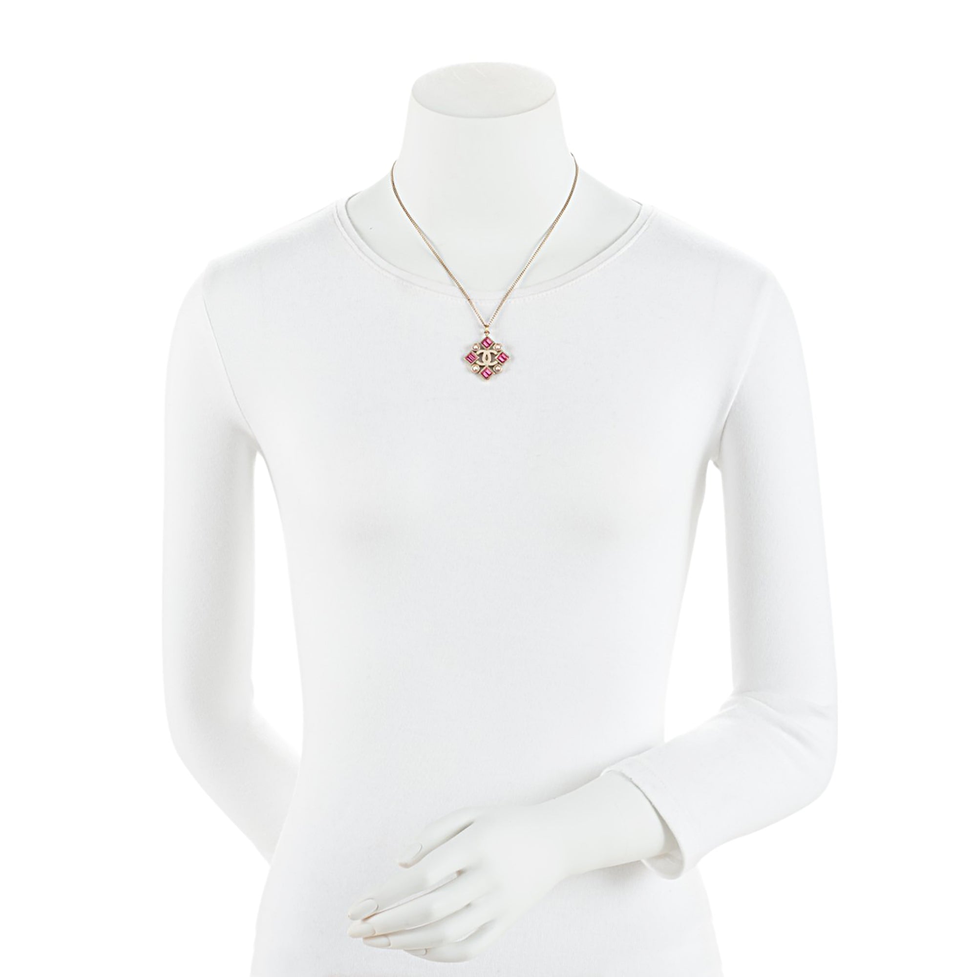 Chanel Vintage Crystal CC Geometric Necklace