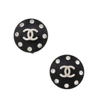 Chanel Vintage Crystal CC Round Clip On Earrings (SHF-PumRsm)