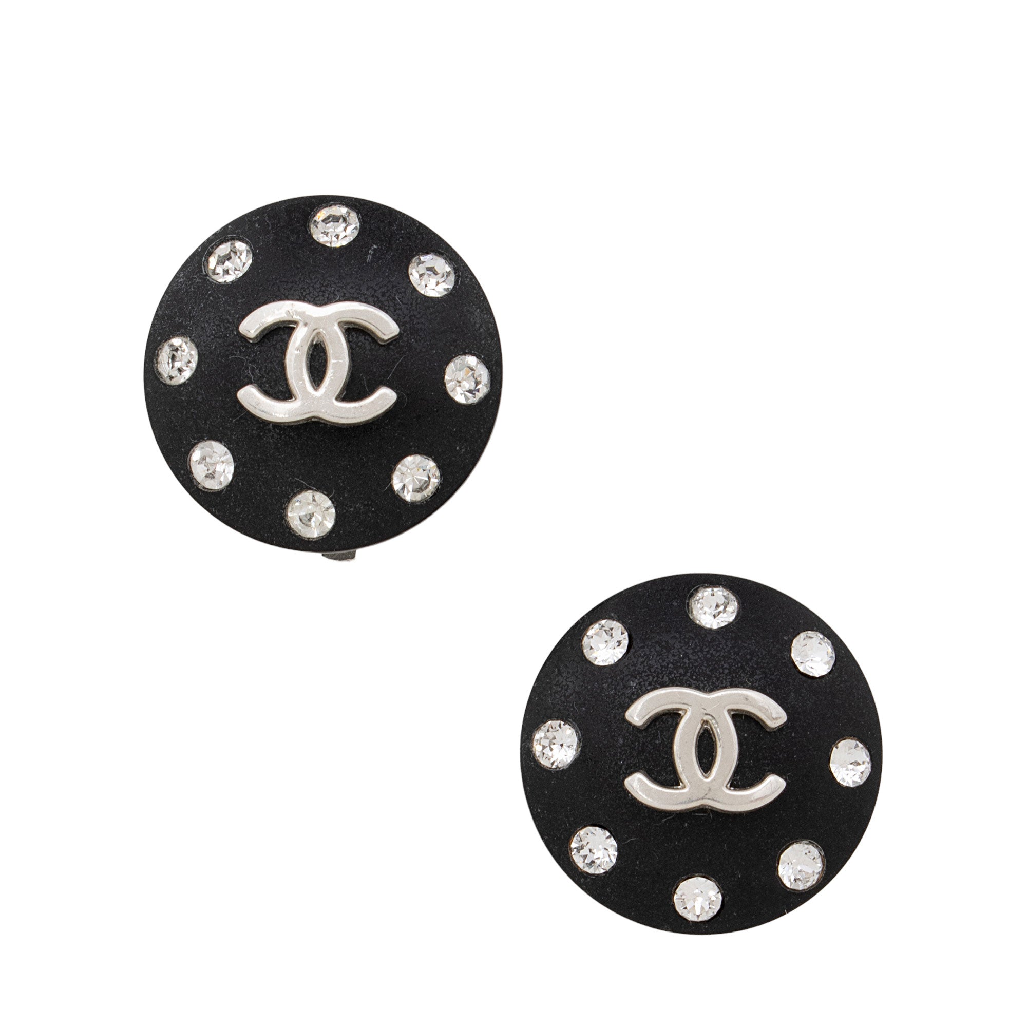 Chanel Vintage Crystal CC Round Clip On Earrings (SHF-PumRsm)