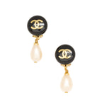 Chanel Vintage Pearl CC Clip On Earrings