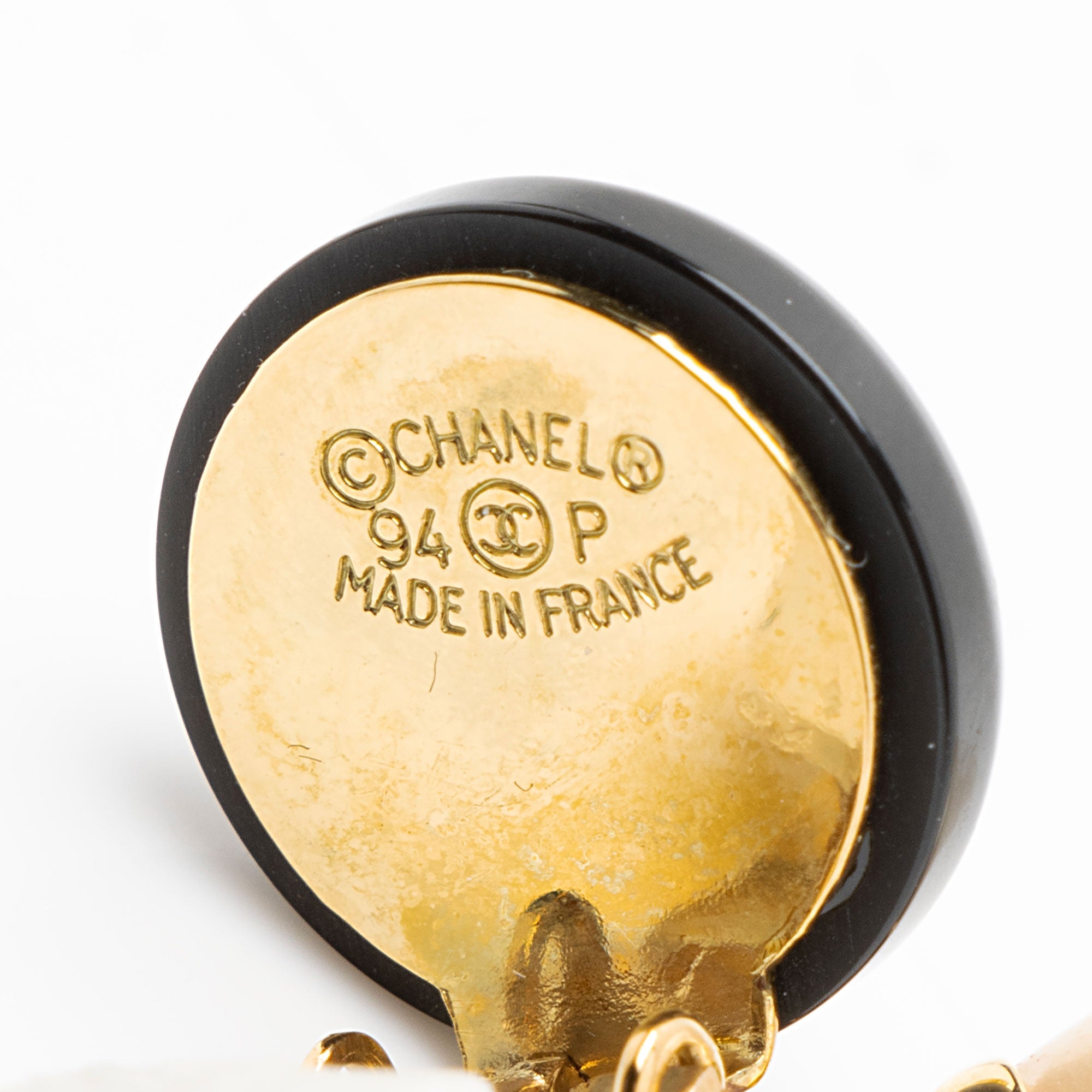 Chanel Vintage Pearl CC Clip On Earrings