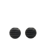 Chanel Wood Logo Button Push Back Earrings