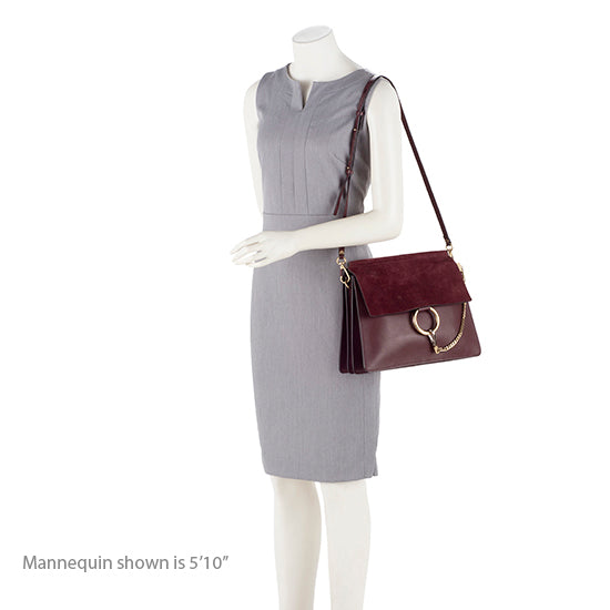 Chloe Calfskin Suede Faye Medium Shoulder Bag (SHF-19058)