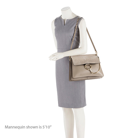 Chloe Calfskin Suede Faye Medium Shoulder Bag (SHF-19335)