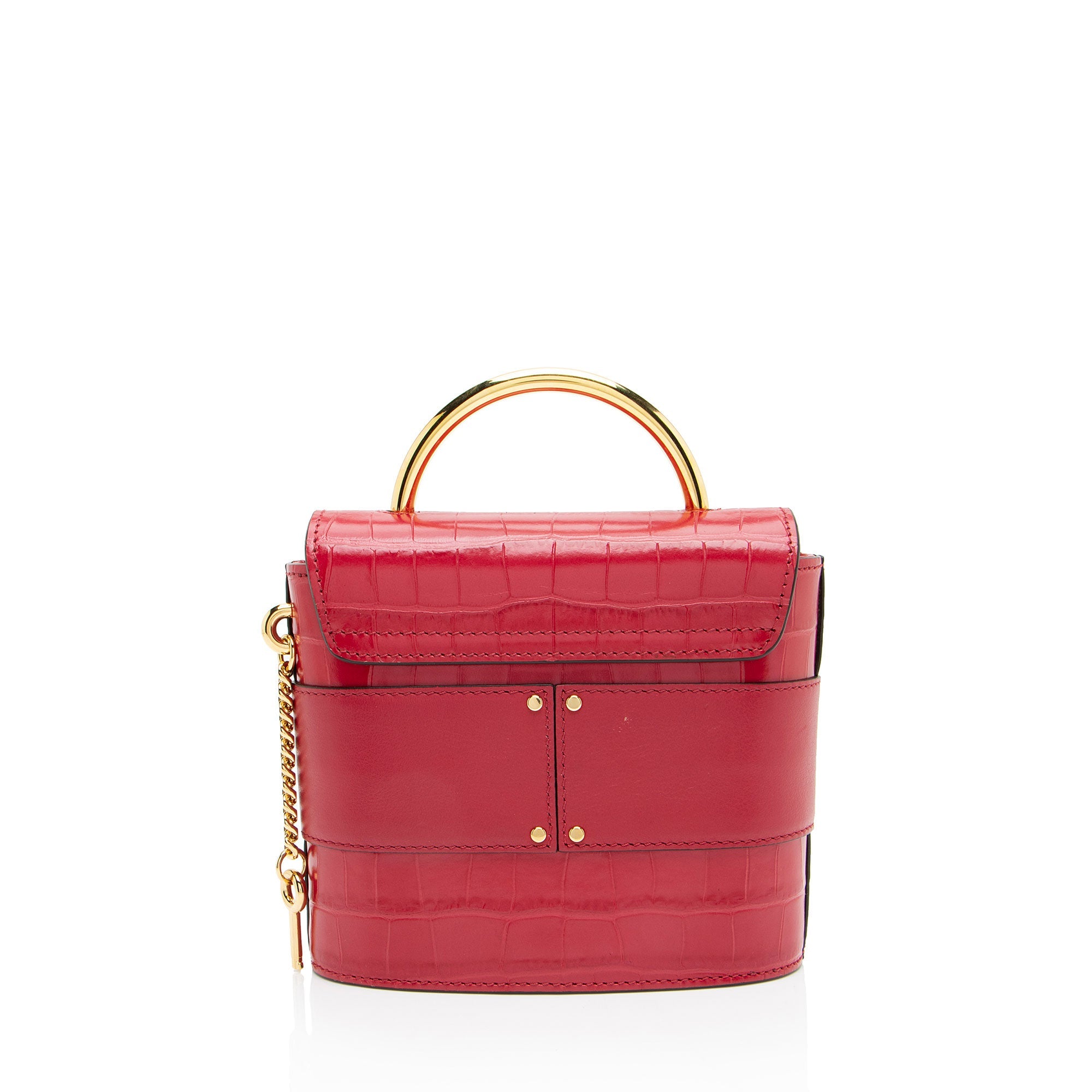 Chloe Croc Embossed Calfskin Aby Lock Small Top Handle