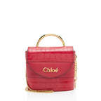 Chloe Croc Embossed Calfskin Aby Lock Small Top Handle