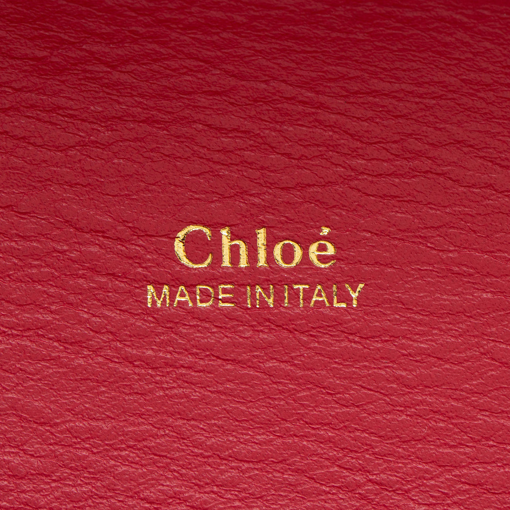 Chloe Croc Embossed Calfskin Aby Lock Small Top Handle
