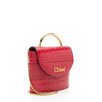 Chloe Croc Embossed Calfskin Aby Lock Small Top Handle