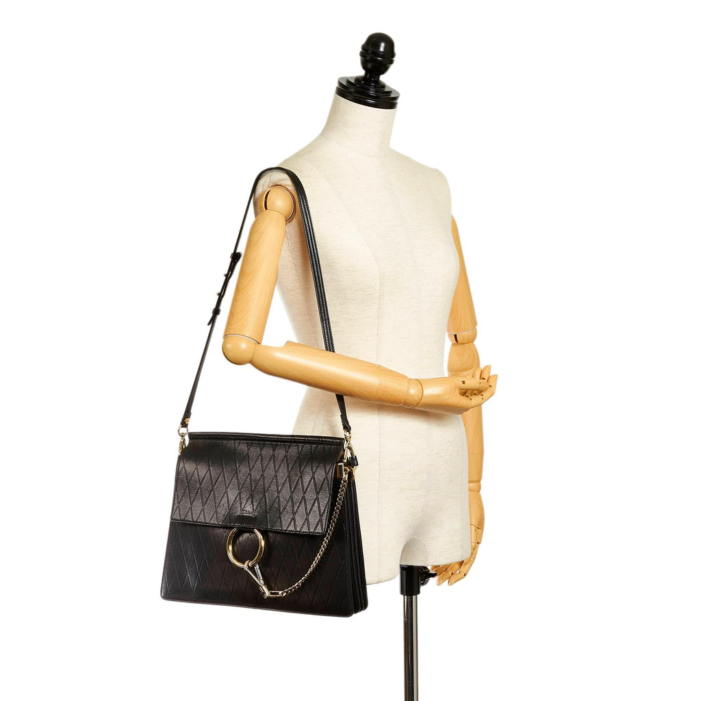 Chloe Faye Quilted Leather Shoulder Bag (SHG-33784)