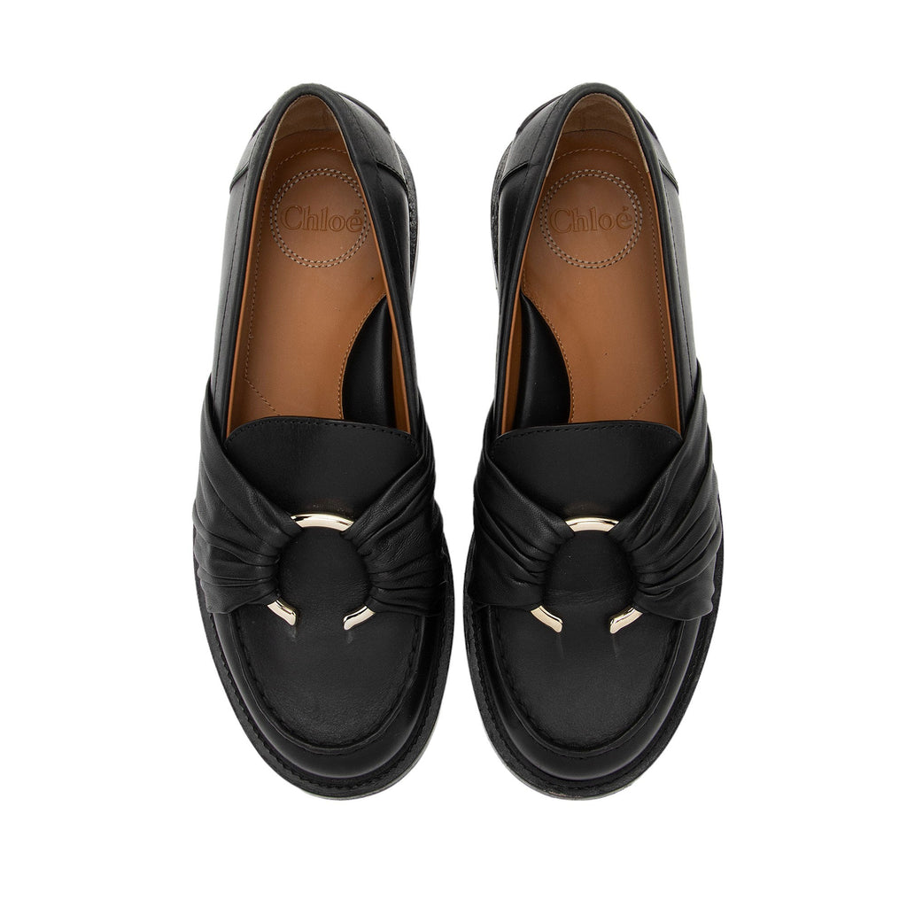 Chloe Leather C Loafers - Size 7 / 37 (SHF-BSwxvS)