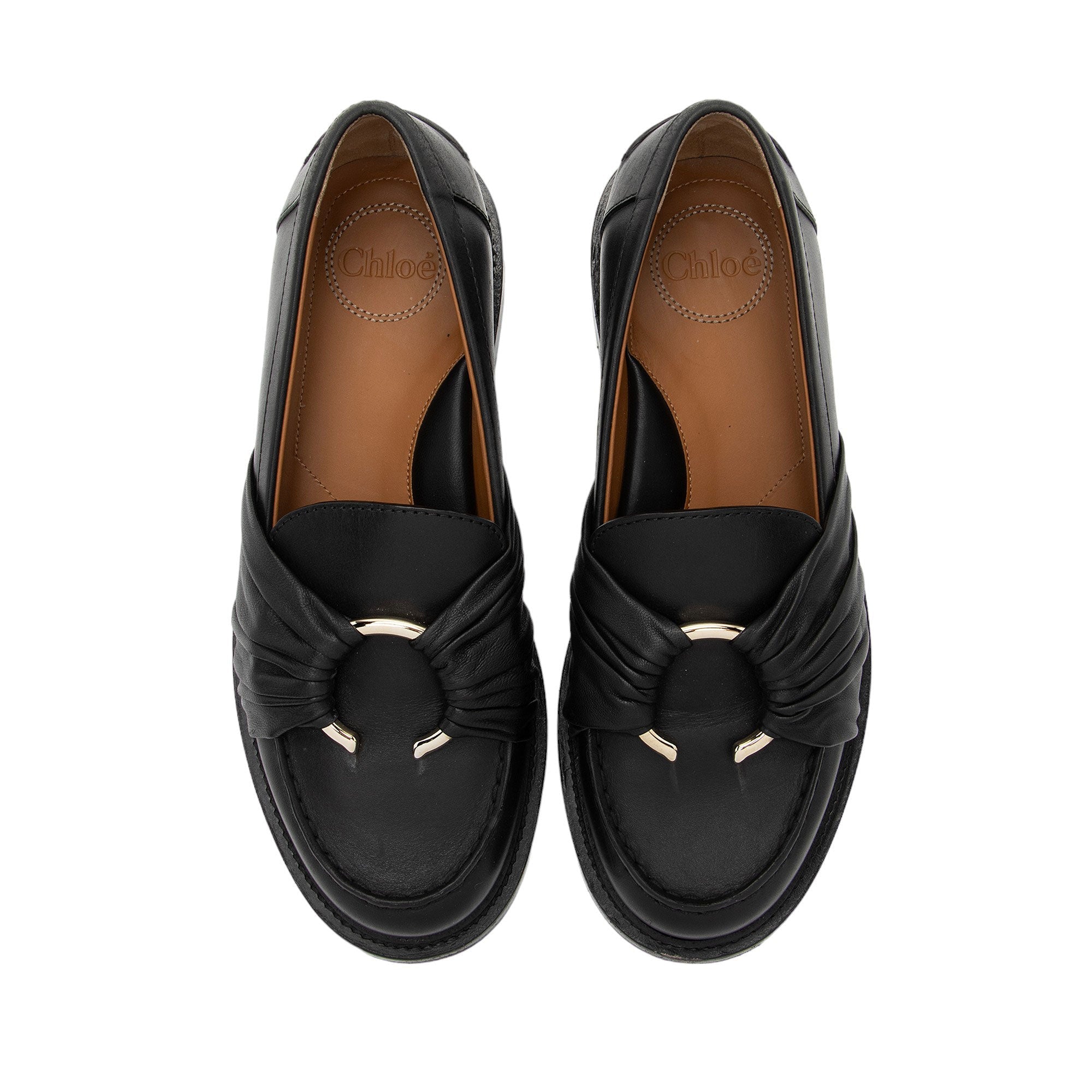 Chloe Leather C Loafers - Size 7 / 37 (SHF-BSwxvS)