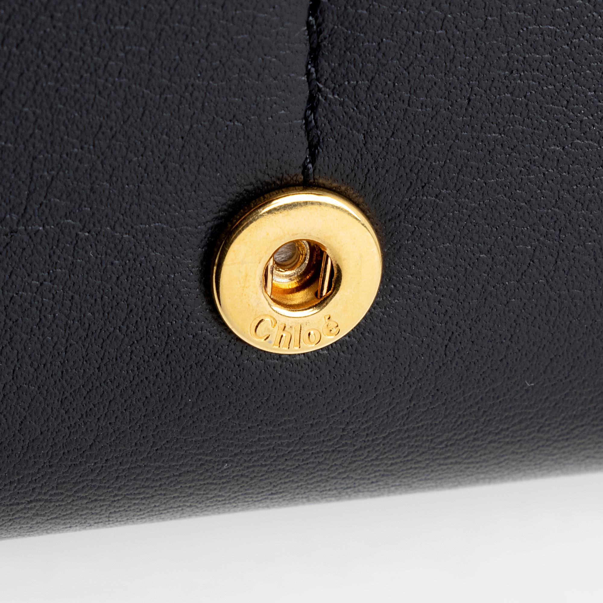 Chloe Leather Logo Vick Flap Wallet (SHF-22550)