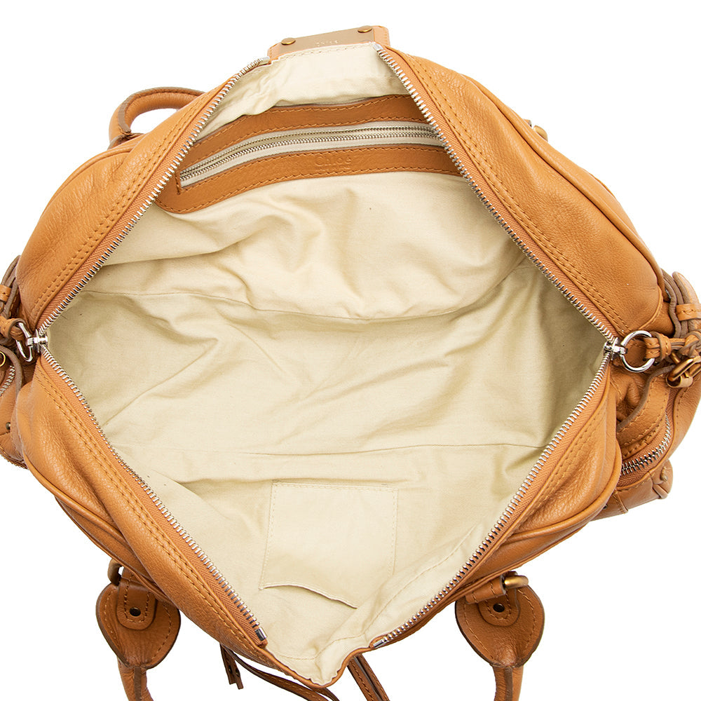 Chloe Leather Paddington Zippered Medium Satchel (SHF-20073)