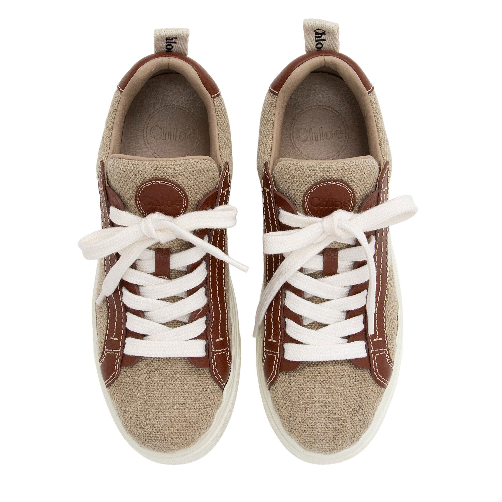 Chloe Linen Calfskin Lauren Sneakers - Size 8 / 38 (SHF-0nouT4)