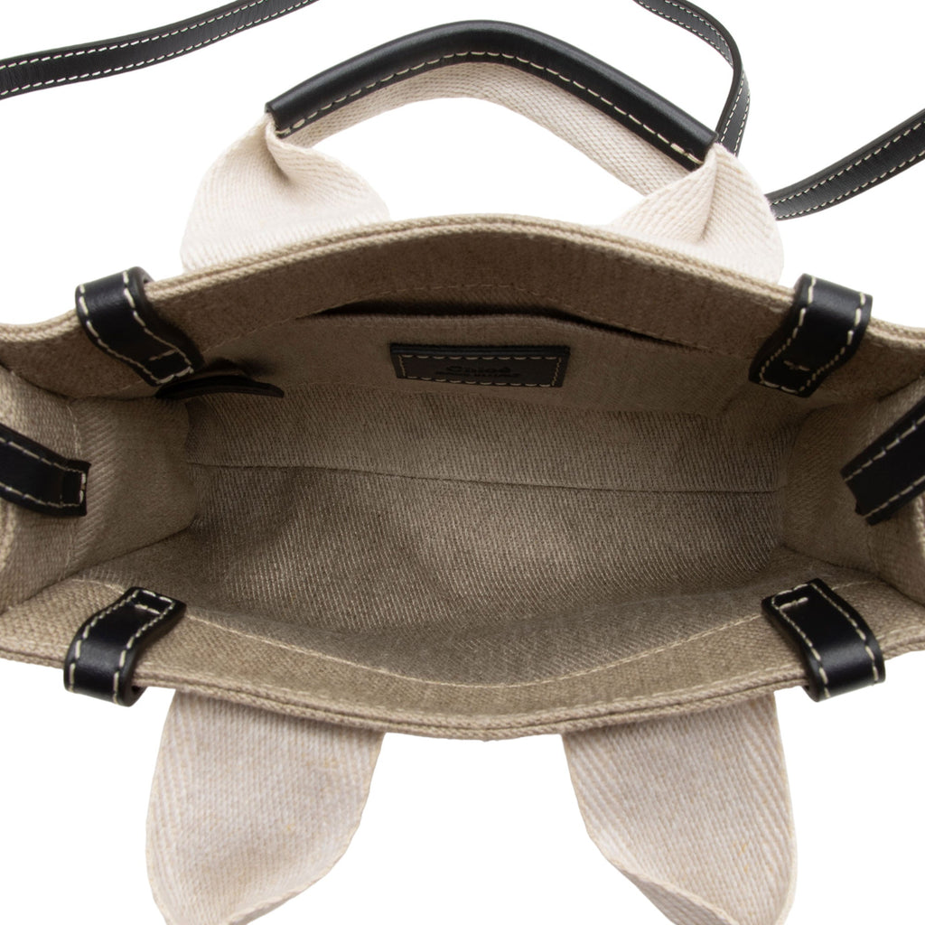 Chloe Linen Canvas Woody Mini Tote (SHF-5WdQnO)