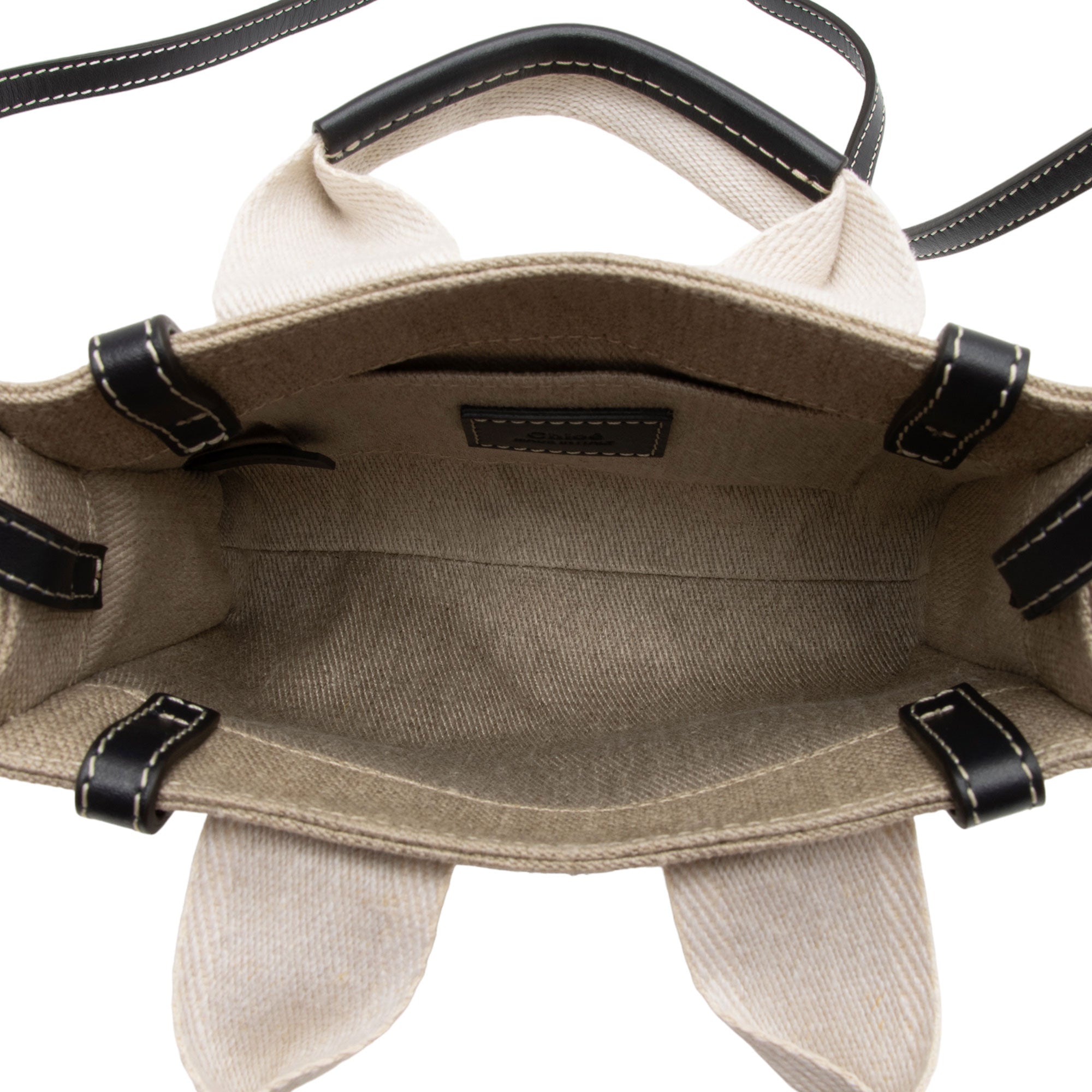 Chloe Linen Canvas Woody Mini Tote (SHF-5WdQnO)