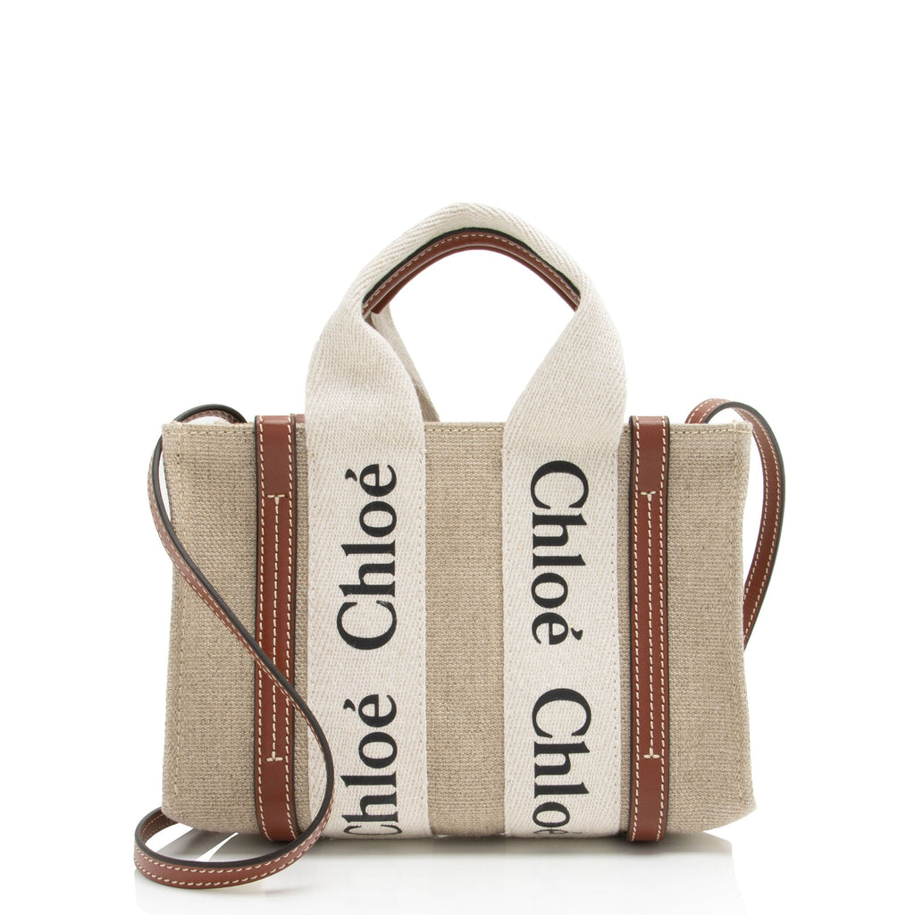 Chloe Linen Canvas Woody Mini Tote
