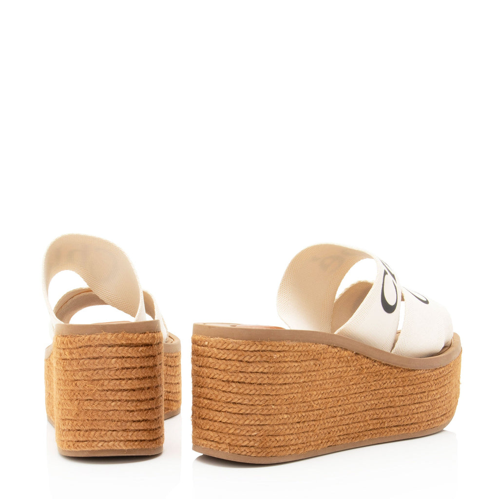 Chloe Linen Woody Wedge Espadrilles - Size 7 / 37