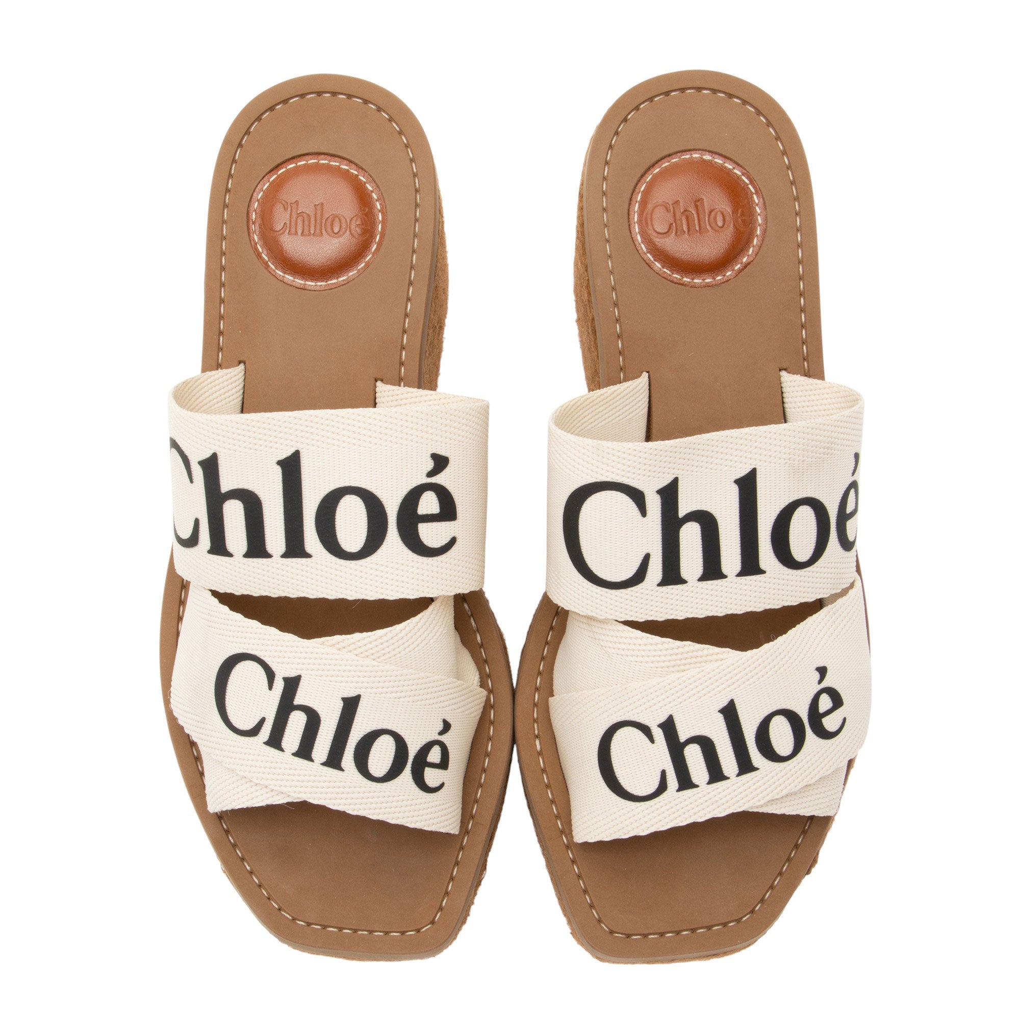 Chloe Linen Woody Wedge Espadrilles - Size 7 / 37